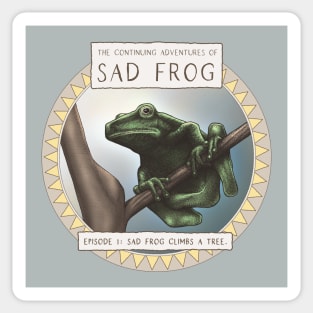 Sad Frog Climbs a Tree Sticker